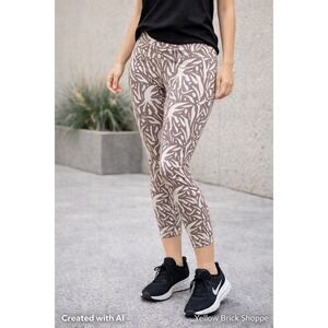 Move Theology 7/8th Leggings Brown White High-Waisted XS